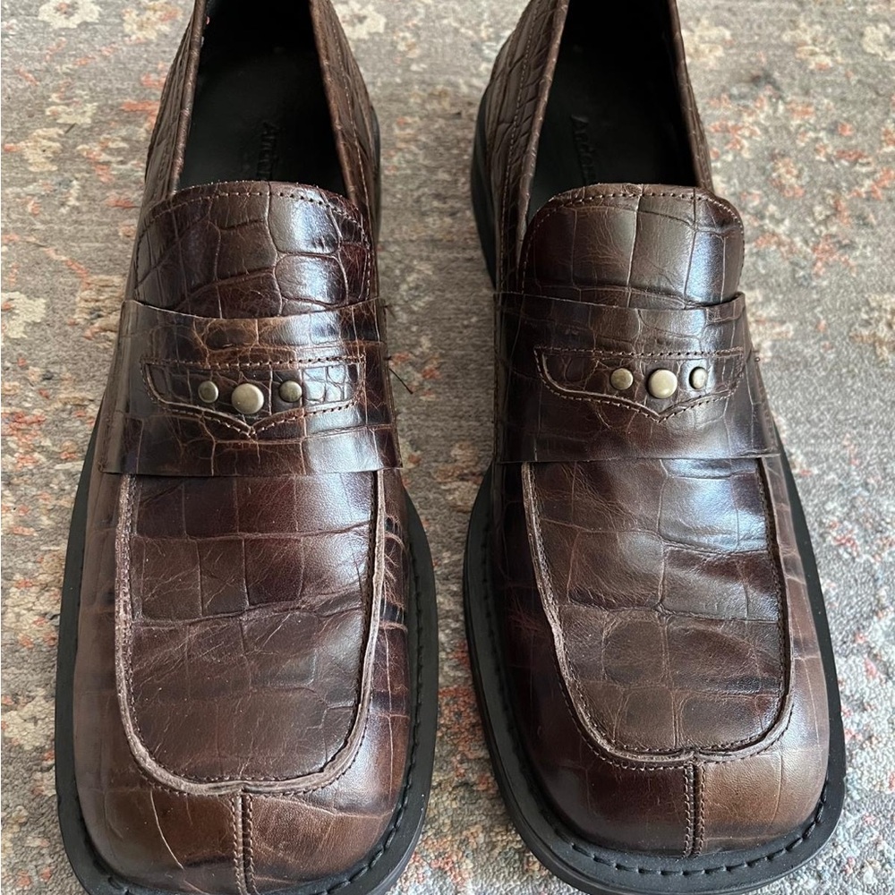 Men's Andersson Bell Brown Crocodile Pattern Loafers